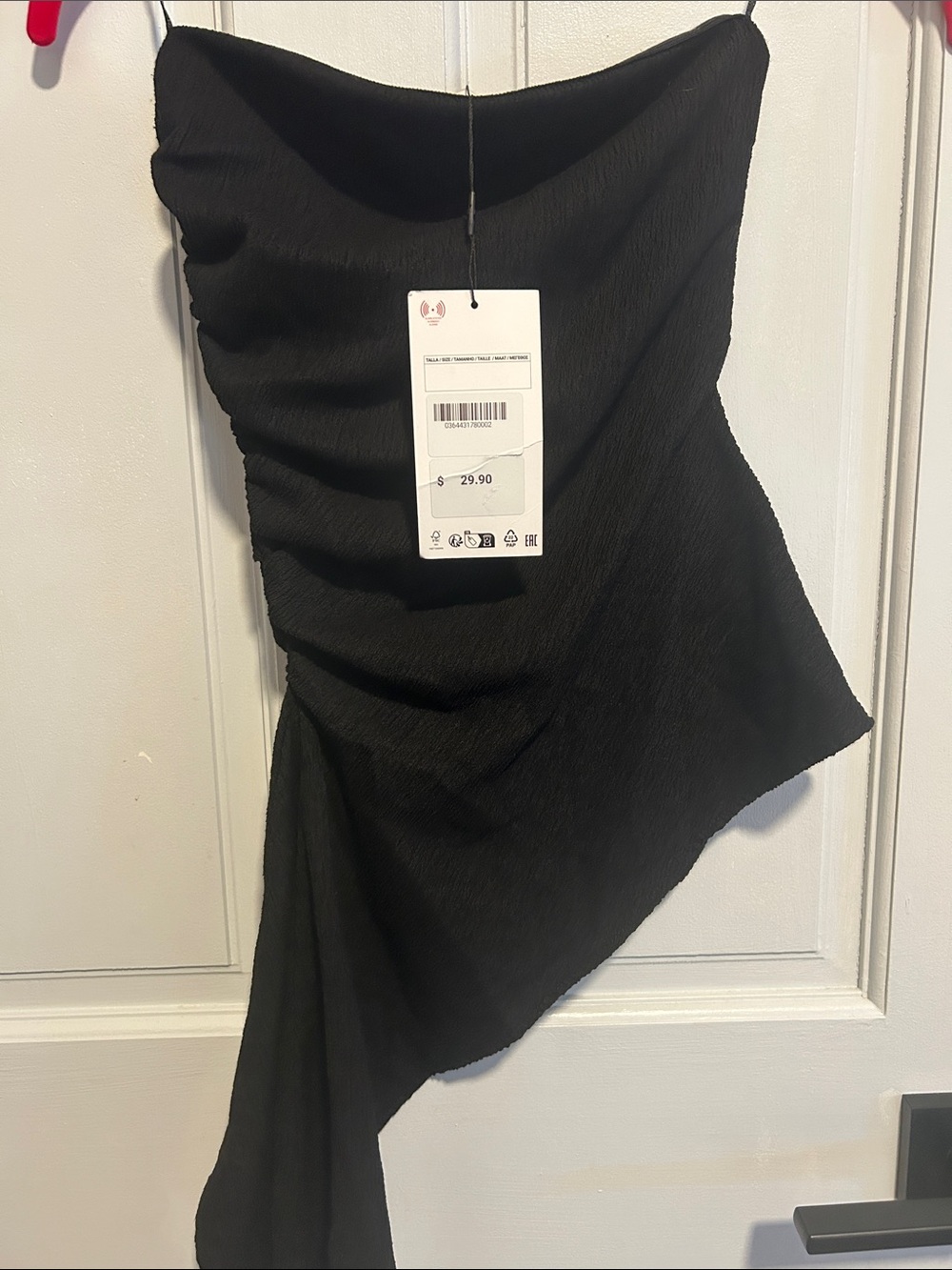 Zara Black Draped Asymmetric Tube Top